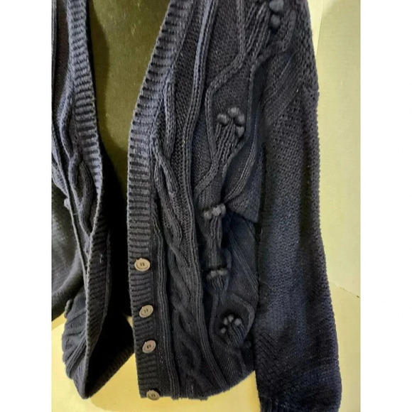 Women's Worthington Heavyweight Sweater Cardigan Size Medium Navy Vintage - Picture 5 of 8